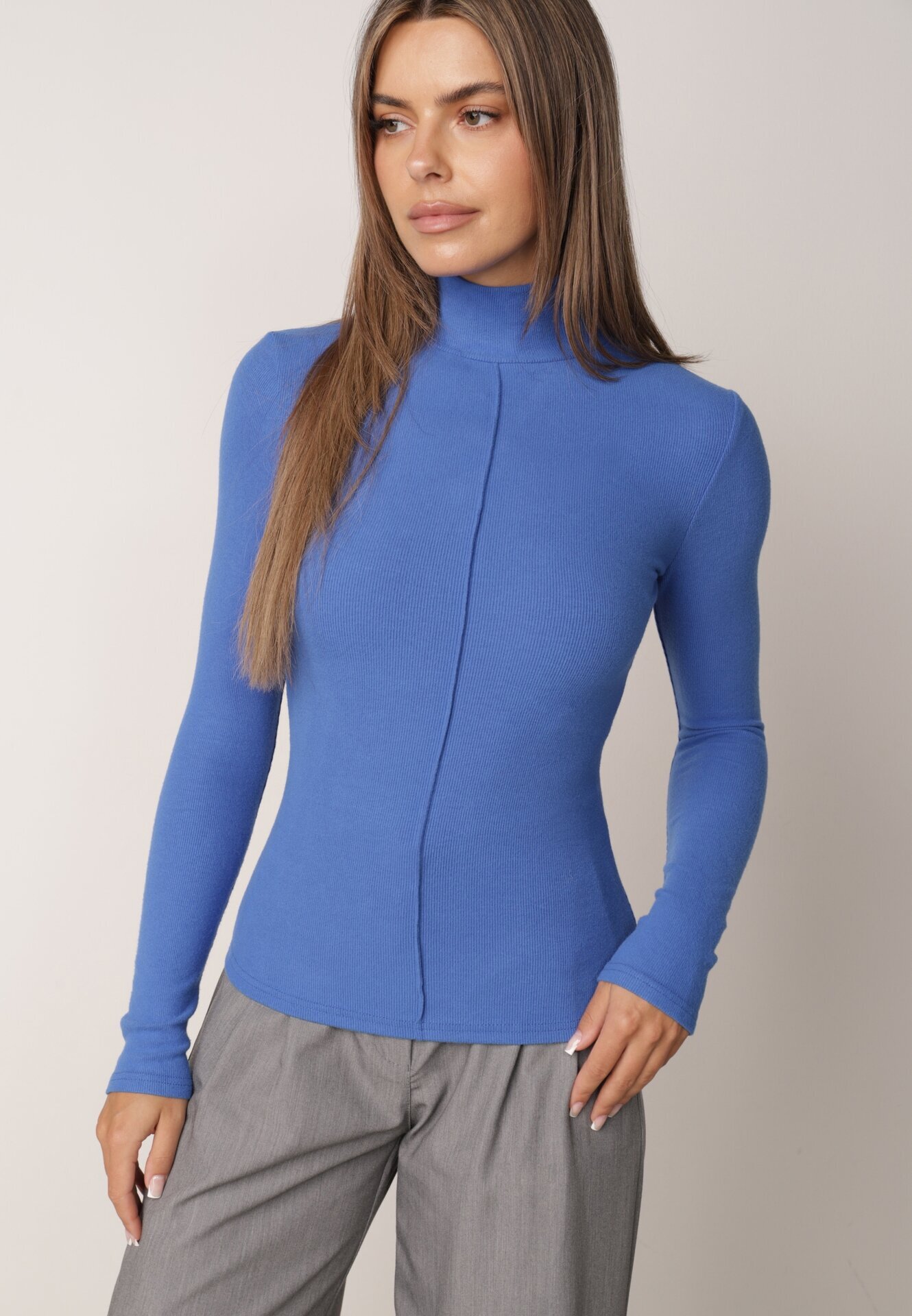 by swan Pulover Albastru Guler înalt slim fit Ryler