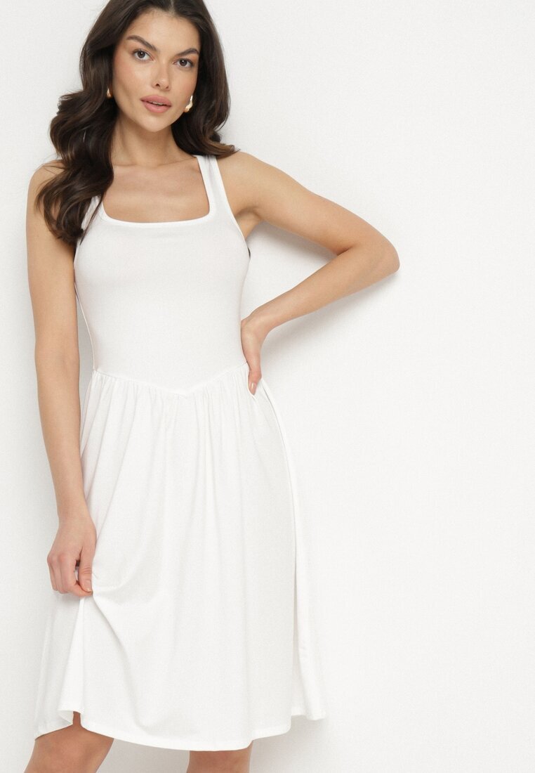 by swan Rochie Albă din Viscoză cu croi evazat Edivane