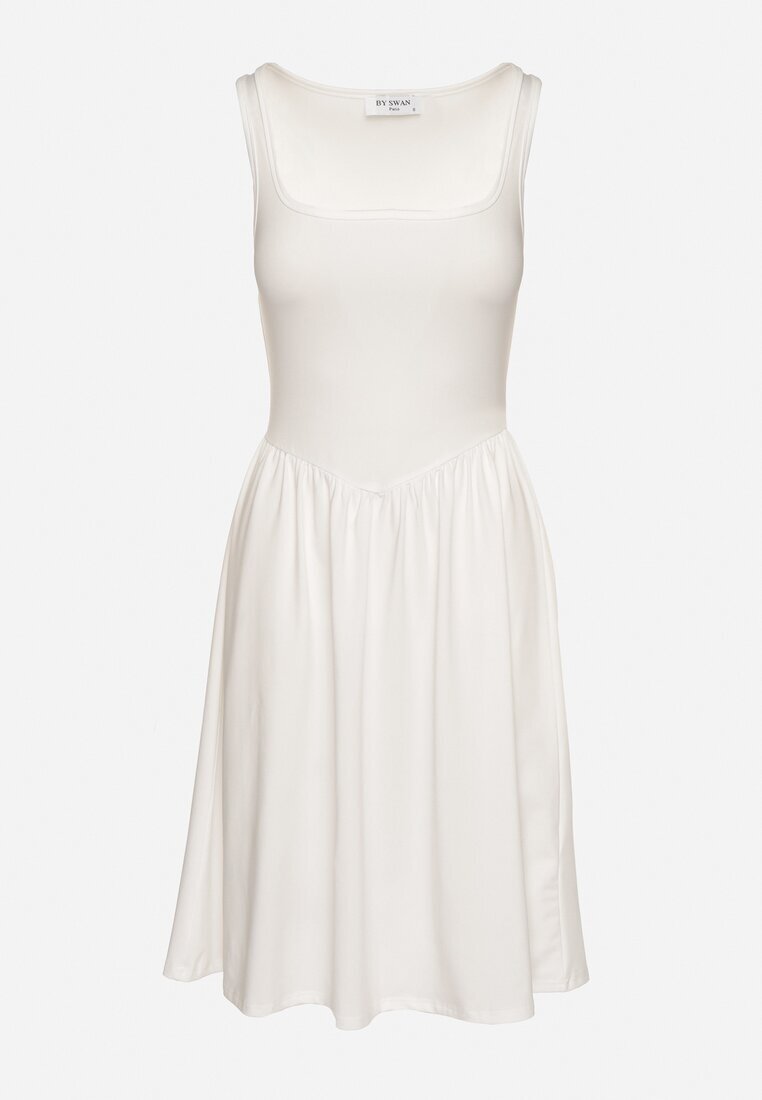 by swan Rochie Albă din Viscoză cu croi evazat Edivane