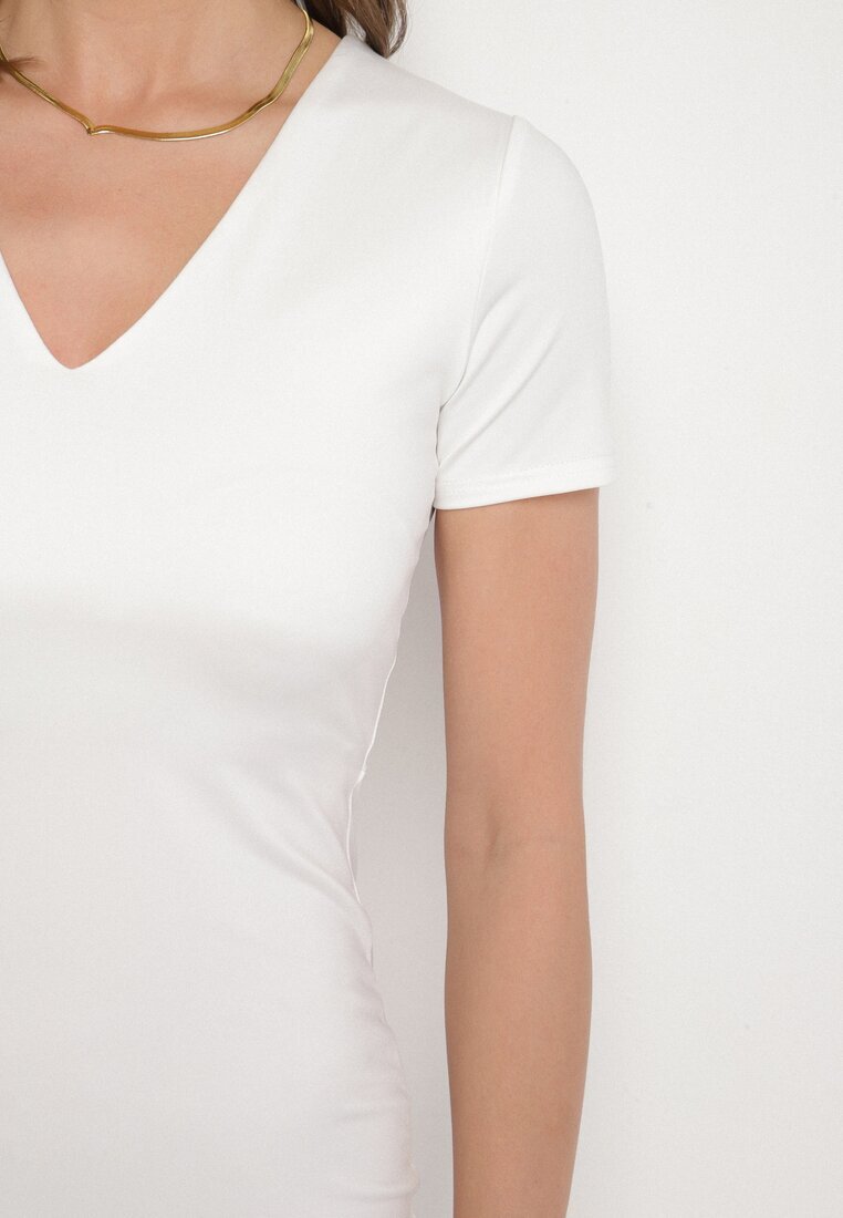 by swan Rochie Albă Mulată Bodycon cu Decolteu în V Efricene