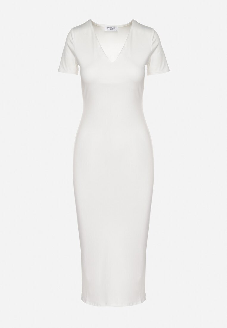 by swan Rochie Albă Mulată Bodycon cu Decolteu în V Efricene