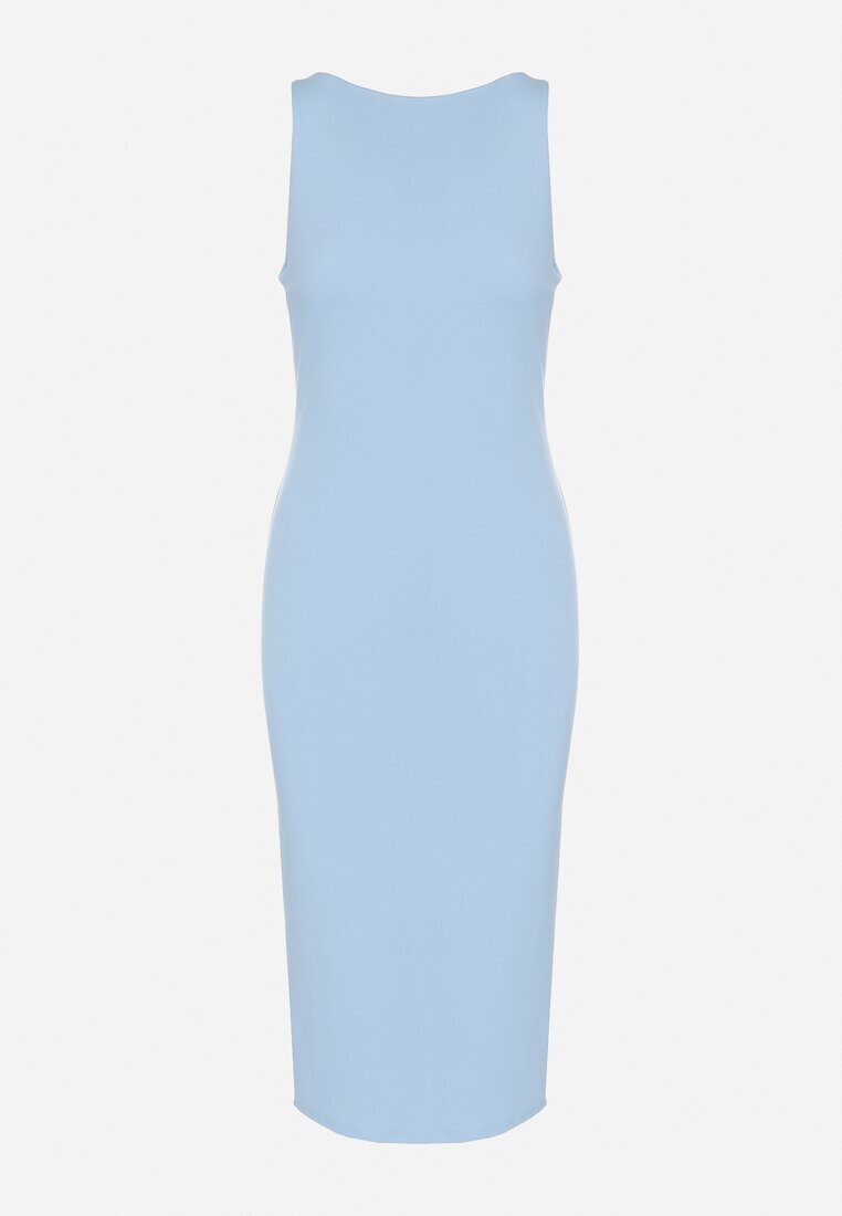 by swan Rochie Albastru Deschis cu Vâscoză cu croială ajustată cu șliț la spate din denim
