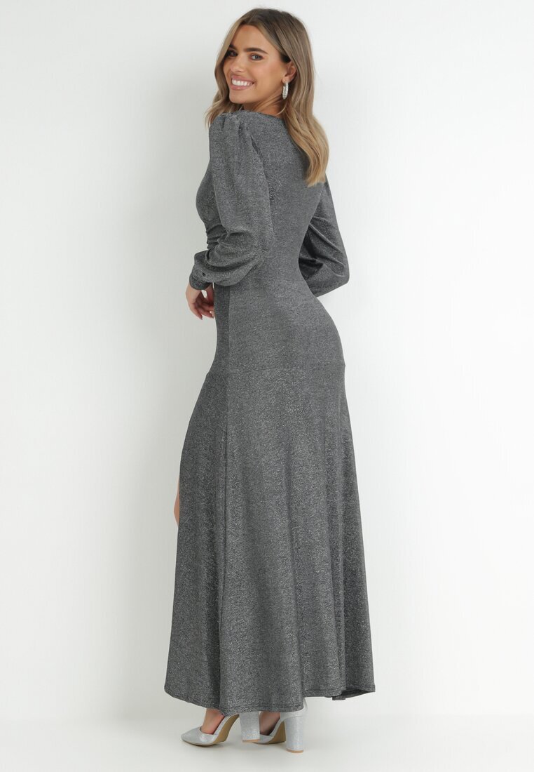 by swan Rochie Argintie de seară cu Decolteu Adânc Olami