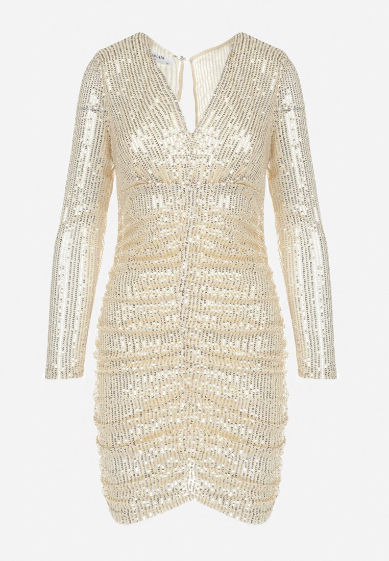 by swan Rochie Aurie Cu Paiete cu Drapaje Nerli