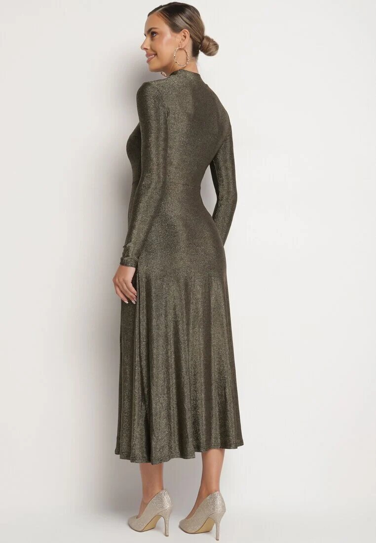 by swan Rochie Aurie cu Viscoză Decorată cu Sclipici în Stil Elegant Werirra