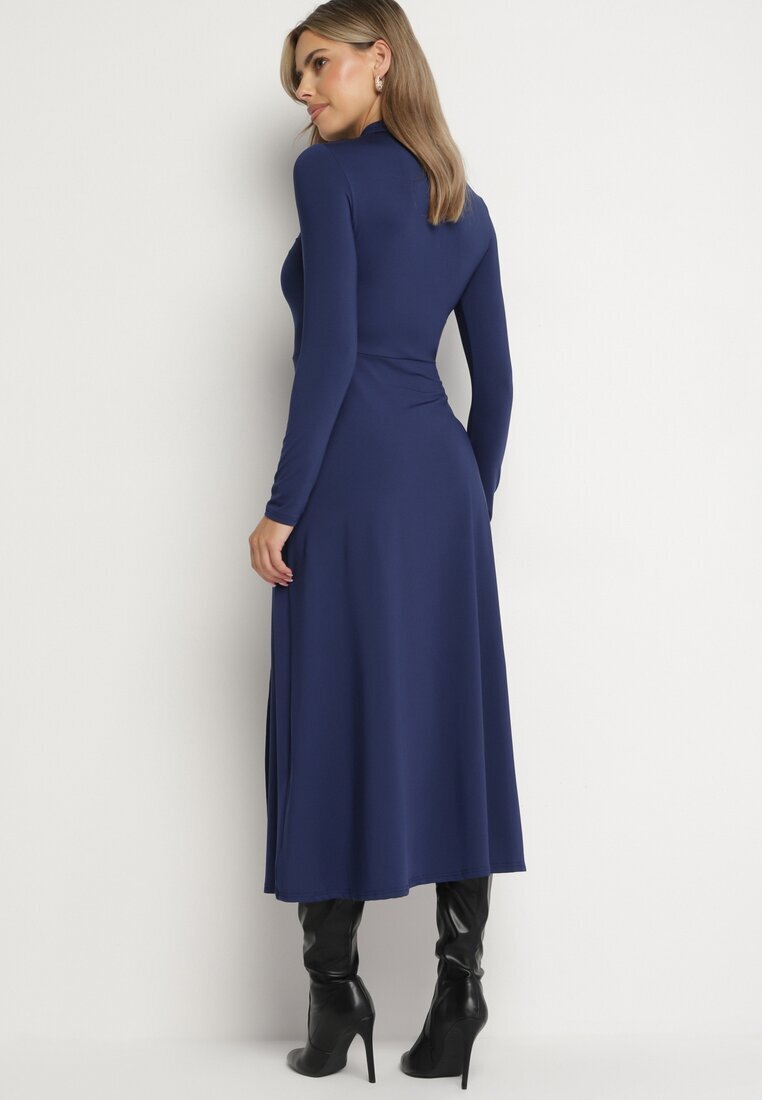 by swan Rochie Bleumarin cu guler semi-înalt cambrată cu șliț lateral Sailea