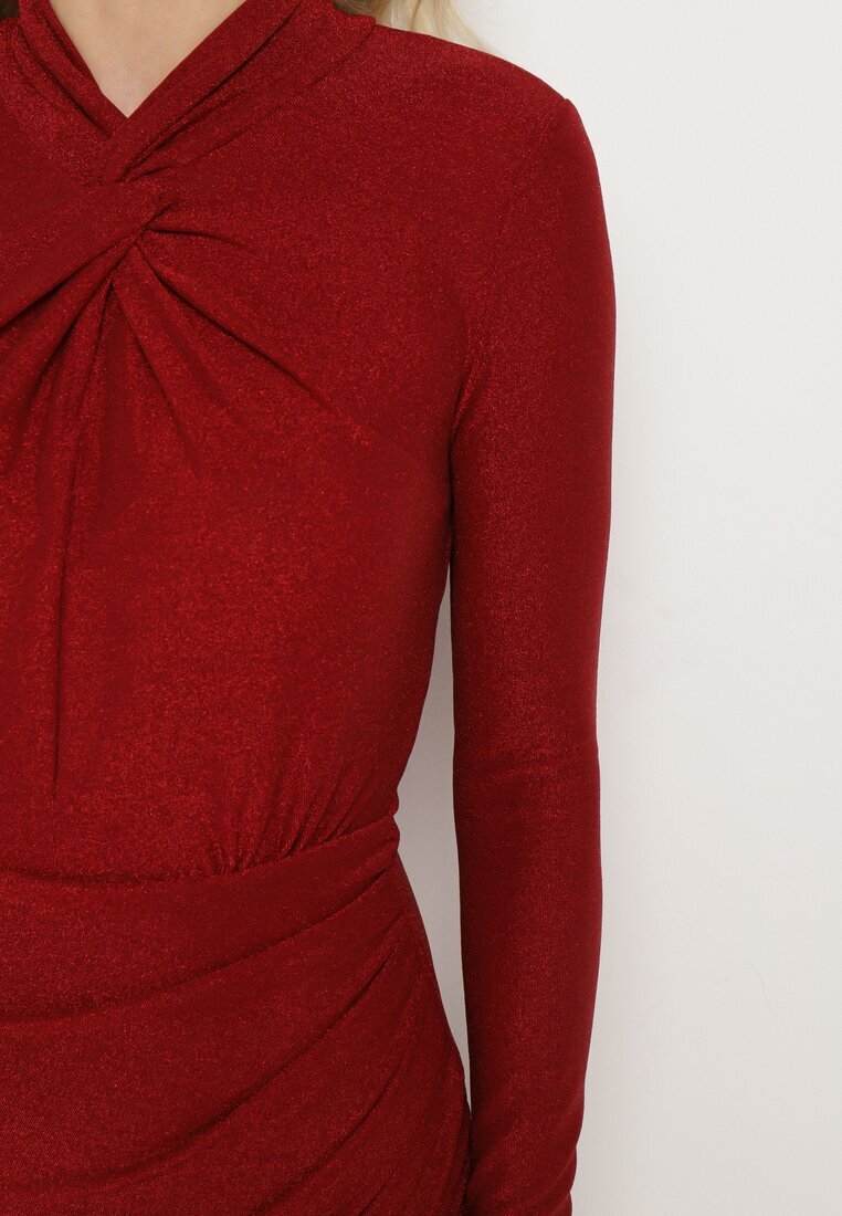 by swan Rochie Bordeaux Sclipitoare cu Drapaje Asimetrice Alissel