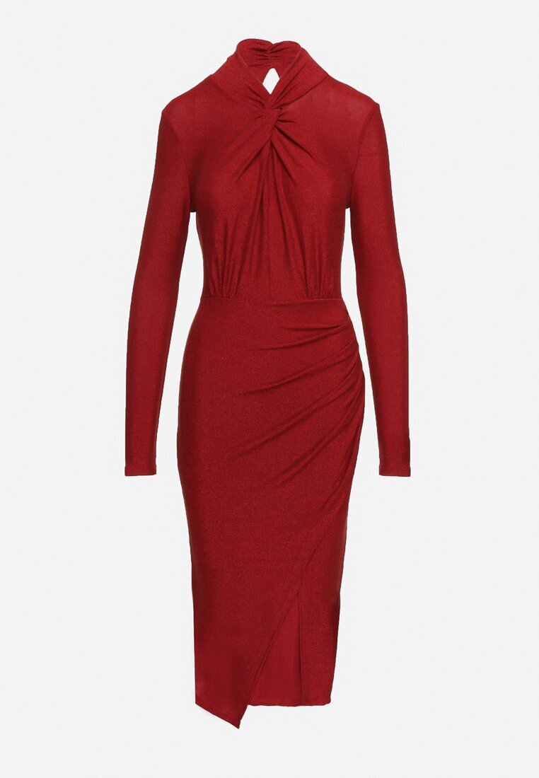 by swan Rochie Bordeaux Sclipitoare cu Drapaje Asimetrice Alissel