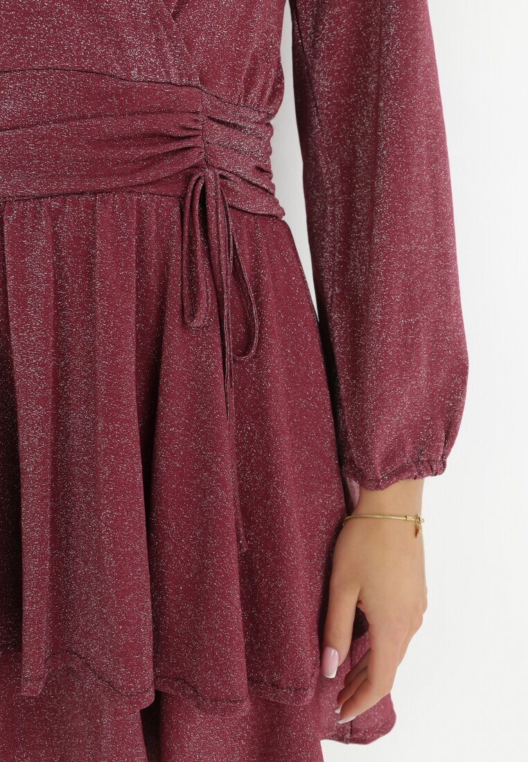 by swan Rochie Bordo Closh cu Fir Metalic Adine