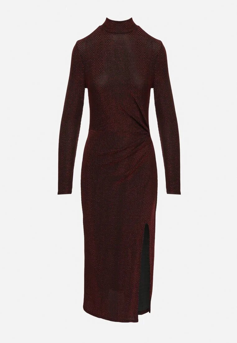 by swan Rochie Bordo Mulată cu Viscoză Decorată cu încrețituri și fantă laterală Lilindra