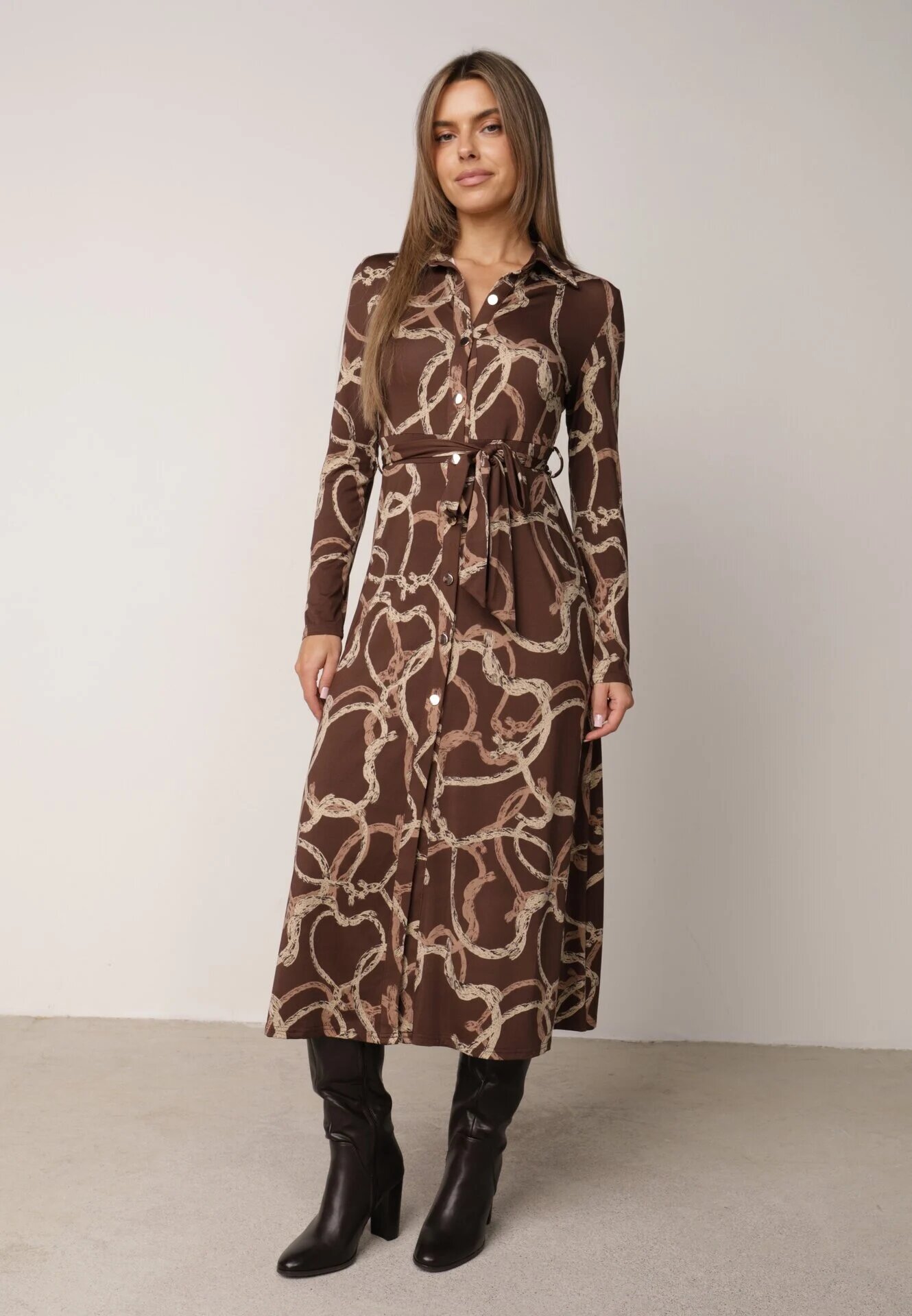by swan Rochie-cămașă cu vâscoză cu model geometric Padima Maro