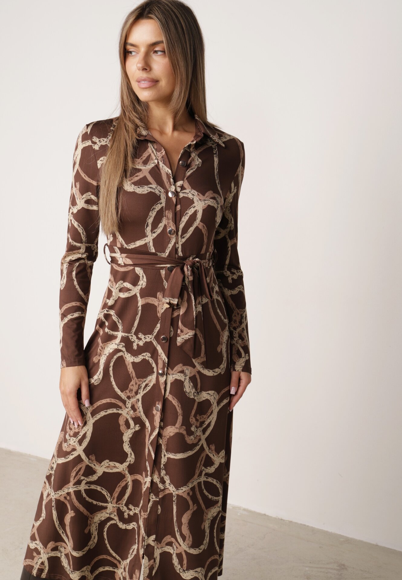 by swan Rochie-cămașă cu vâscoză cu model geometric Padima Maro