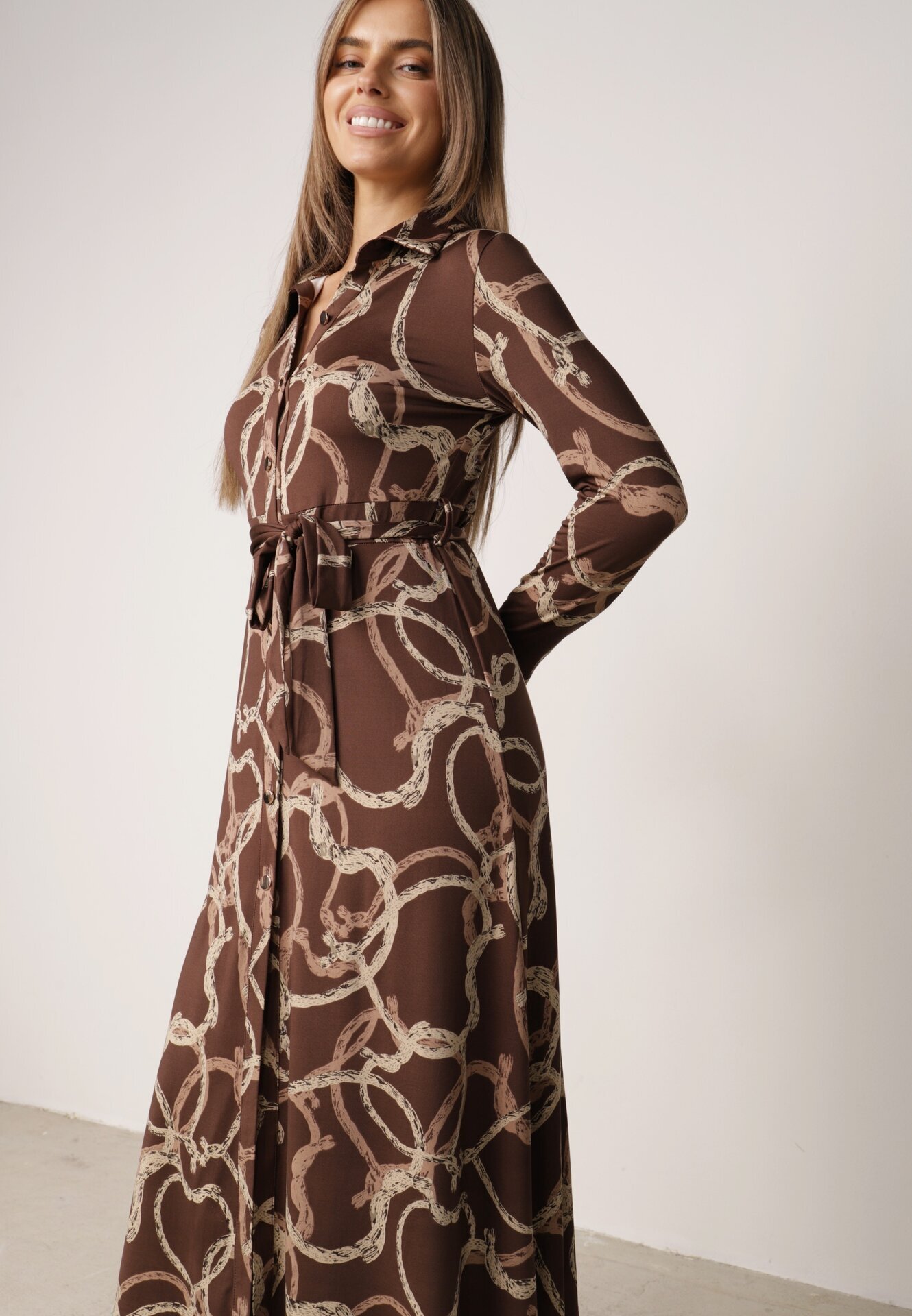 by swan Rochie-cămașă cu vâscoză cu model geometric Padima Maro