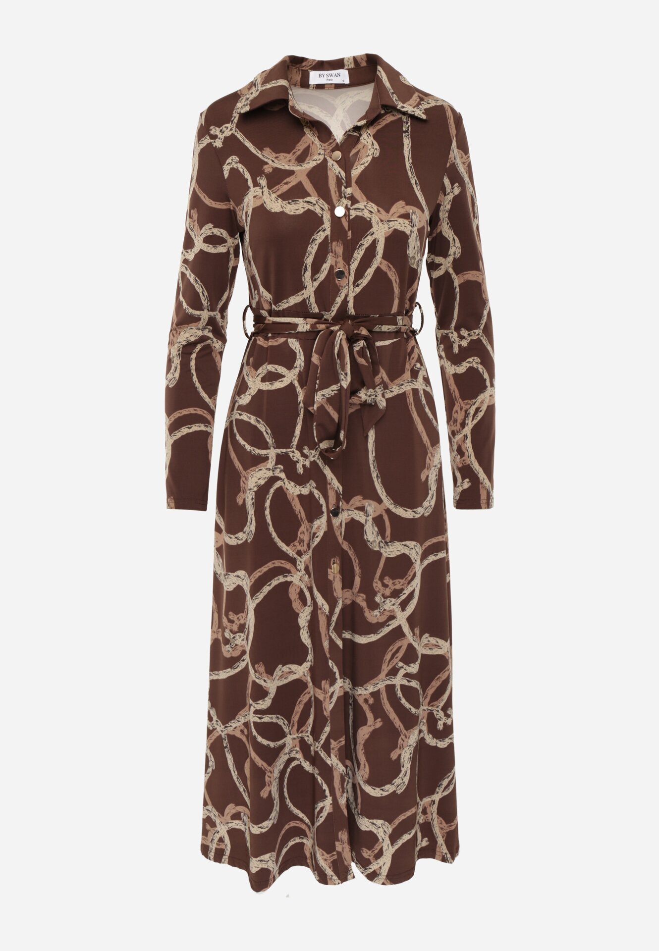 by swan Rochie-cămașă cu vâscoză cu model geometric Padima Maro