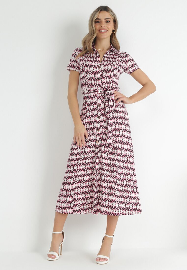 by swan Rochie cămașă Fucsia Maxi cu curea de material Rainora