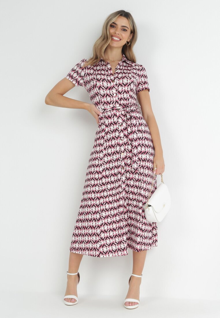 by swan Rochie cămașă Fucsia Maxi cu curea de material Rainora