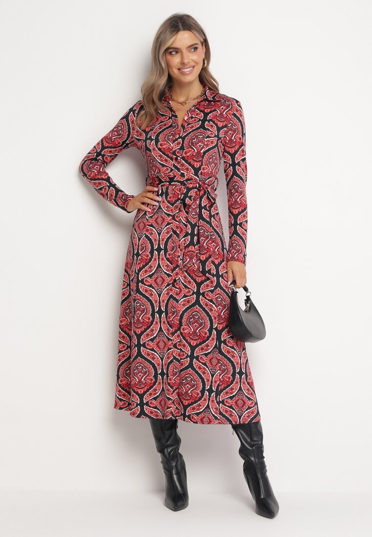 by swan Rochie cămașă Roșie Cloș cu model Paisley Jeulia