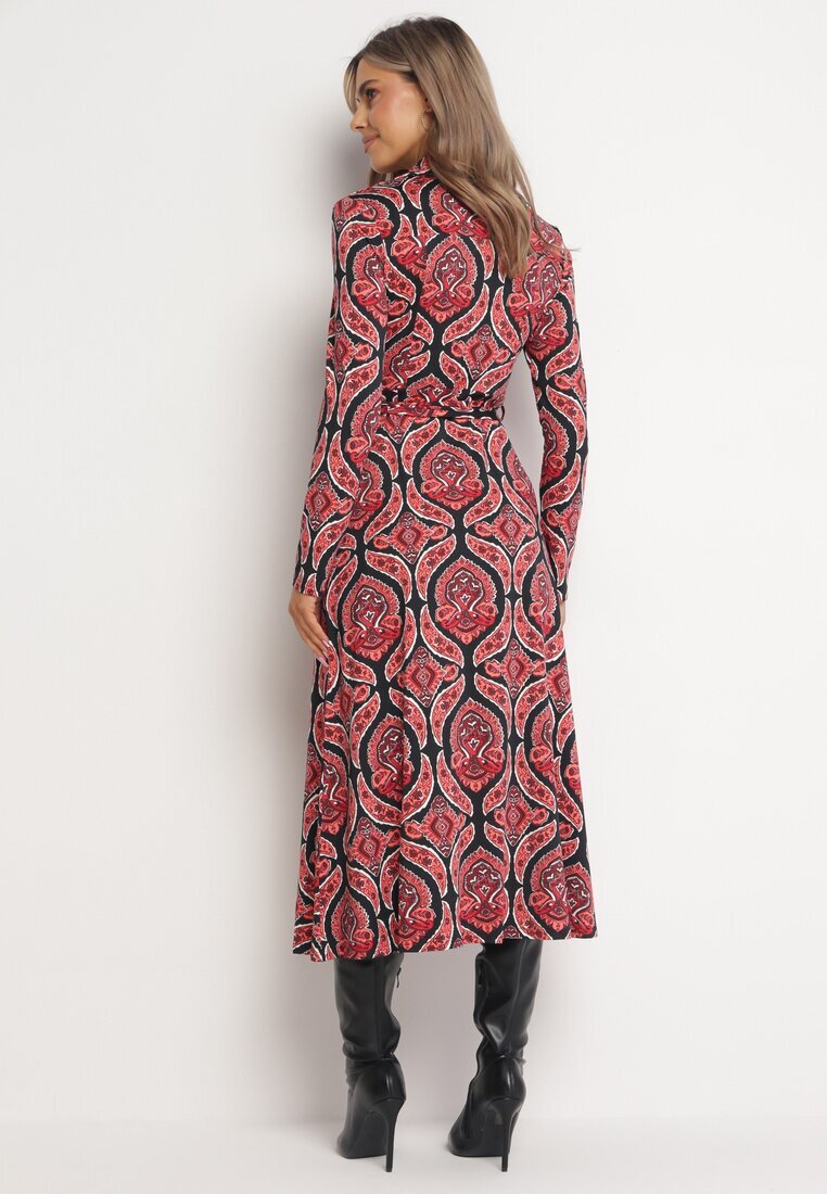 by swan Rochie cămașă Roșie Cloș cu model Paisley Jeulia