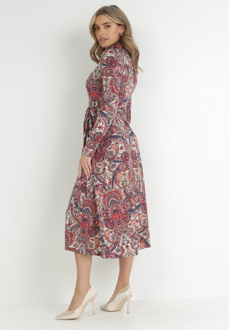 by swan Rochie-cămașă Roșie cu curea legată Jelan