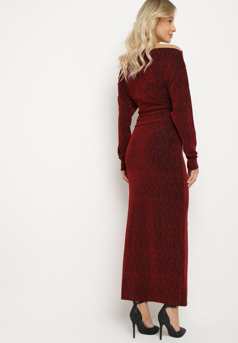 by swan Rochie Cambrată Bordeaux cu Viscoză pe Un Umăr Nialinda