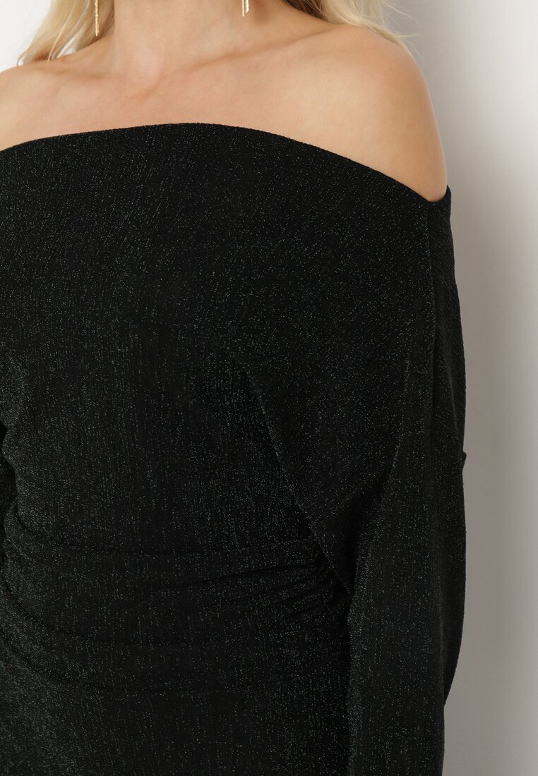by swan Rochie Cambrată Verde închisă din vâscoză pe un umăr Nialinda