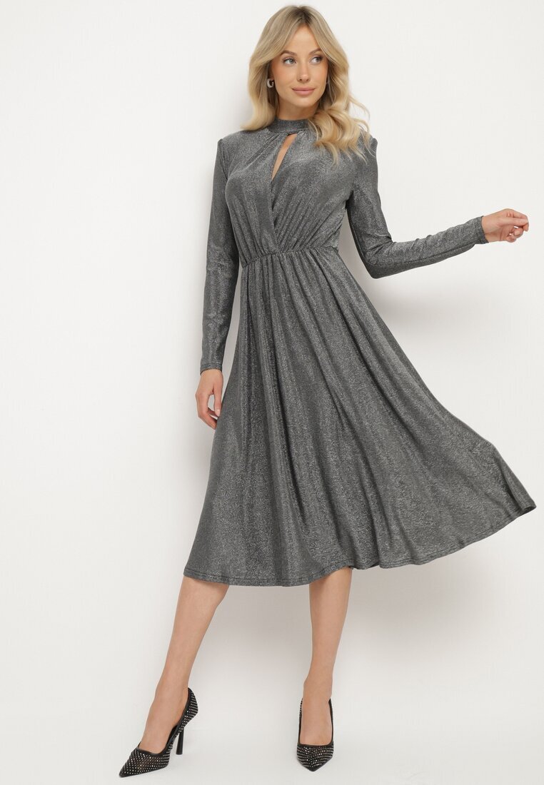 by swan Rochie de cocktail Argintie cu Fir Metalic Mianella