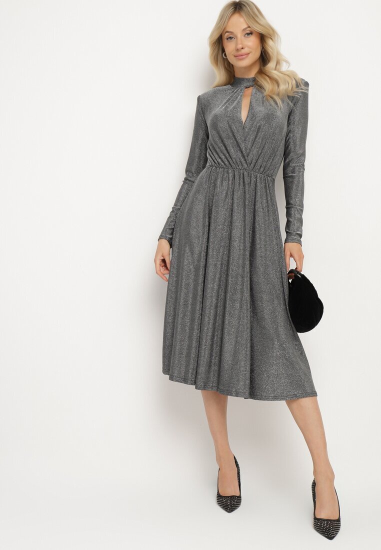 by swan Rochie de cocktail Argintie cu Fir Metalic Mianella