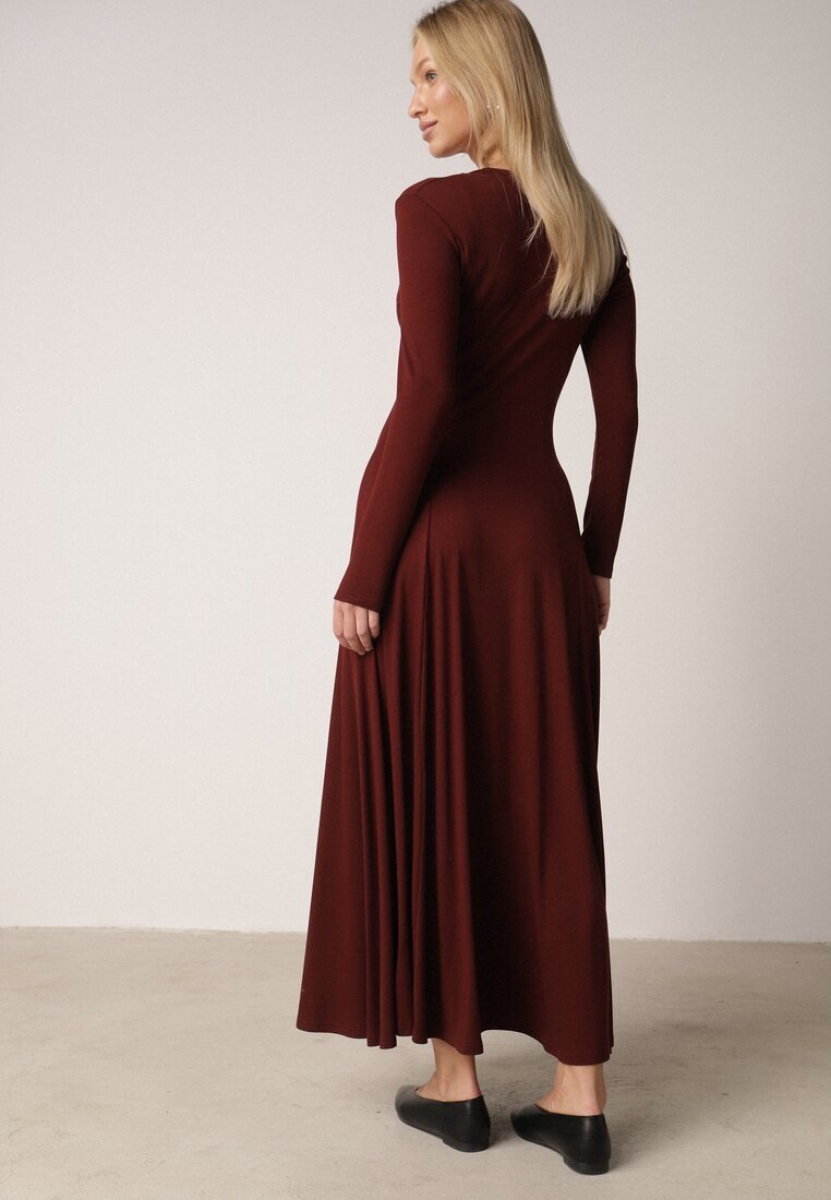 by swan Rochie din bumbac Bordeaux cu croi evazat Tuselenea