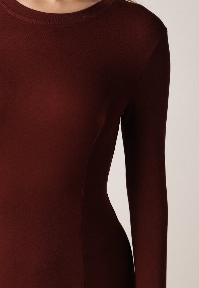 by swan Rochie din bumbac Bordeaux cu croi evazat Tuselenea