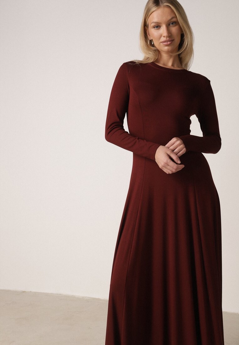 by swan Rochie din bumbac Bordeaux cu croi evazat Tuselenea