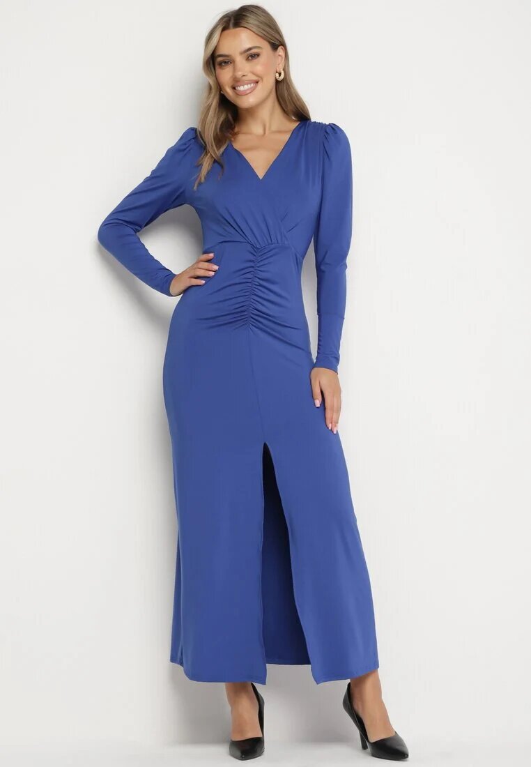 by swan Rochie Elegantă Albastră Petrecută Decorată cu Drapaje Zainara
