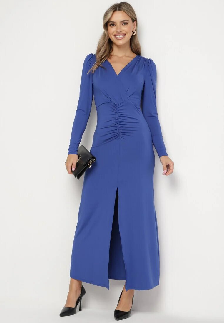 by swan Rochie Elegantă Albastră Petrecută Decorată cu Drapaje Zainara