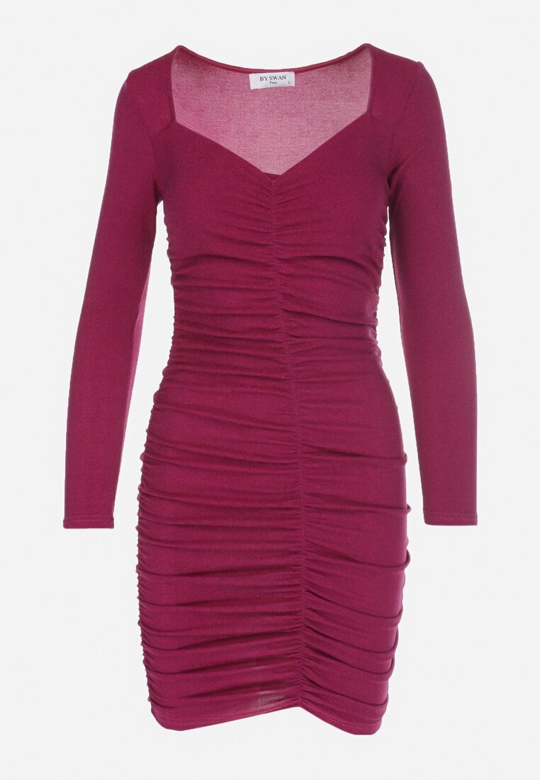 by swan Rochie Fucsia Strălucitoare Croită pe corp cu Drapaj Dosso