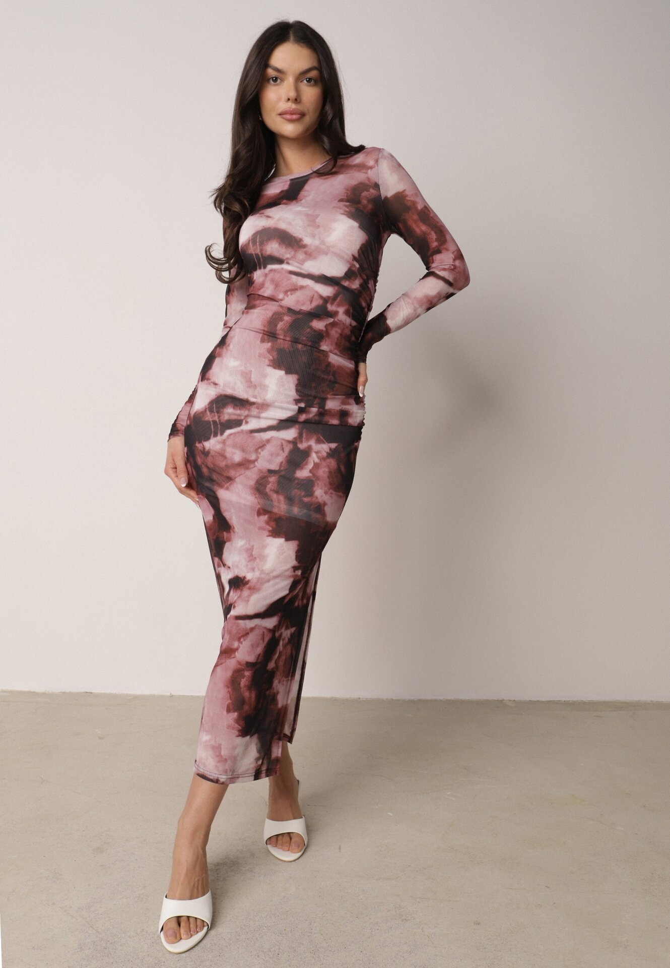 by swan Rochie Maro din plasă Maxi cu drapaj și crăpătură Valpuri