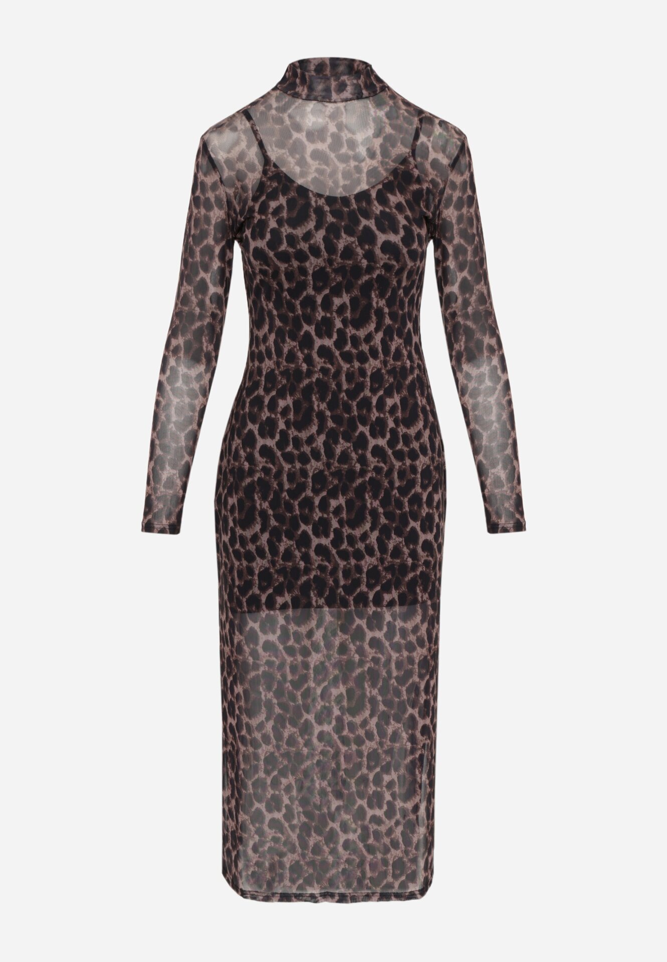 by swan Rochie Maro Mulată Din Plasa Cu Viscoză Cu Imprimeu Leopard Nalvessa