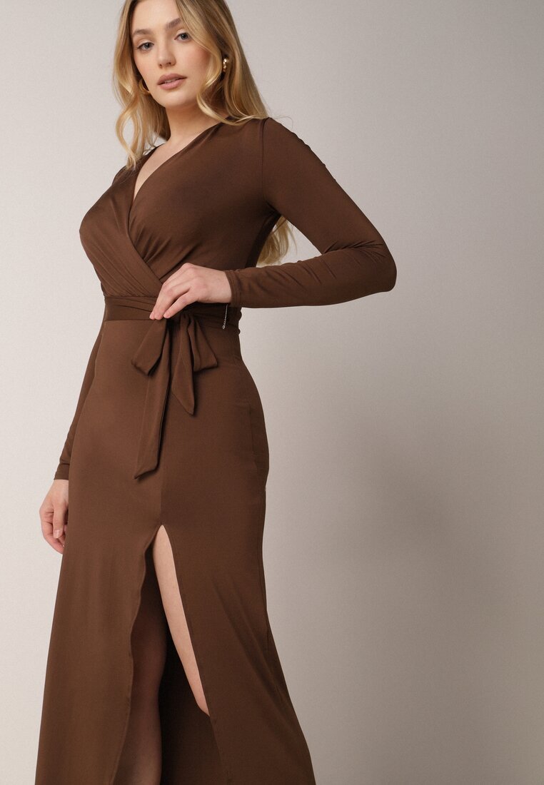 by swan Rochie Maro Petrecută cu Viscoză decorată cu șliț și cordon Teslea