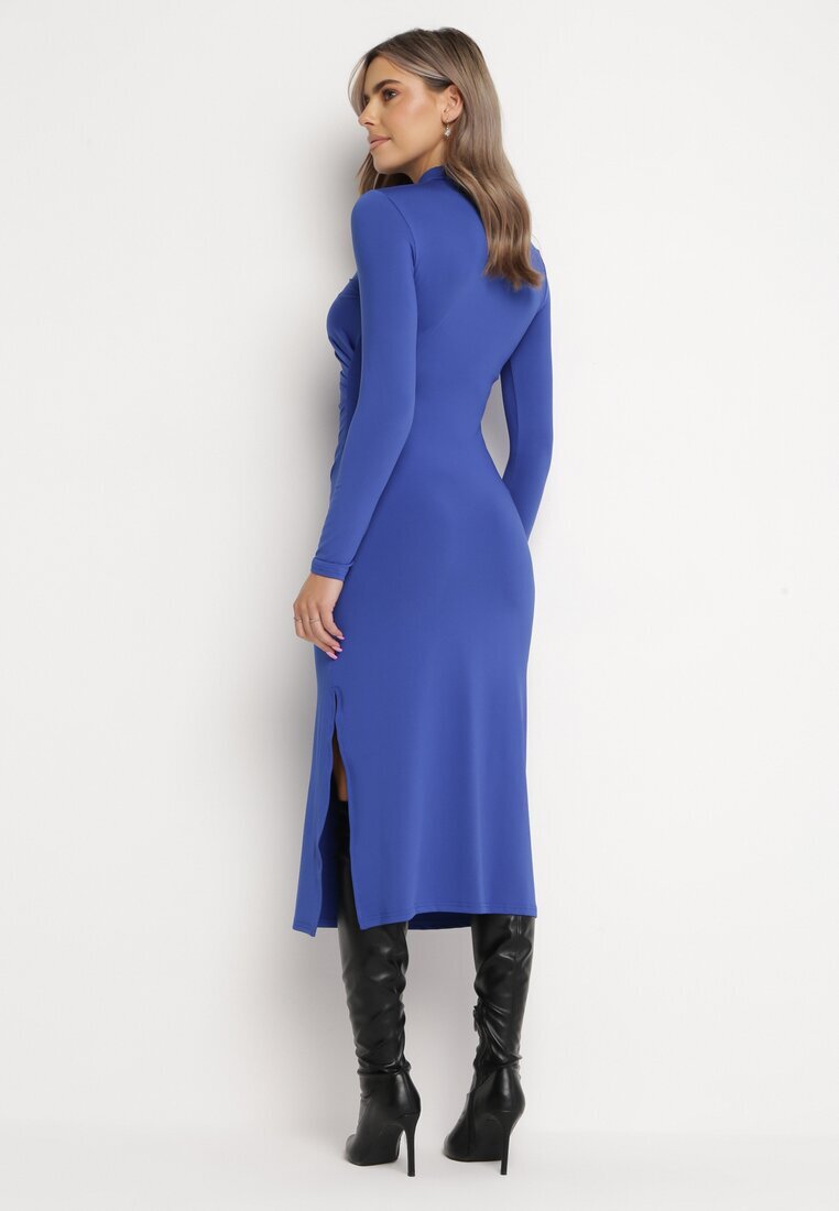 by swan Rochie Midi Cambrată Bleu marin cu semiguler și încrețituri Abigiana
