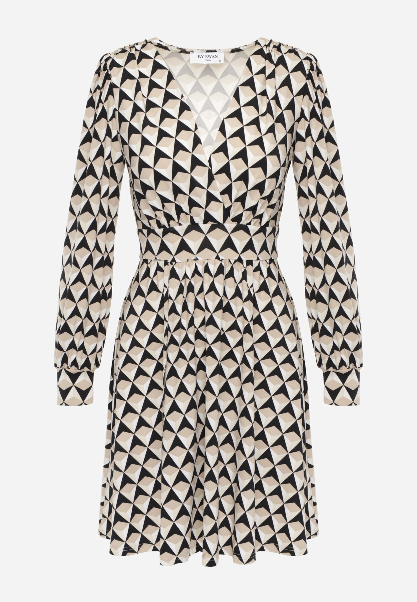 by swan Rochie Mini Bej cu Decolteu tip petrecut Kiyani