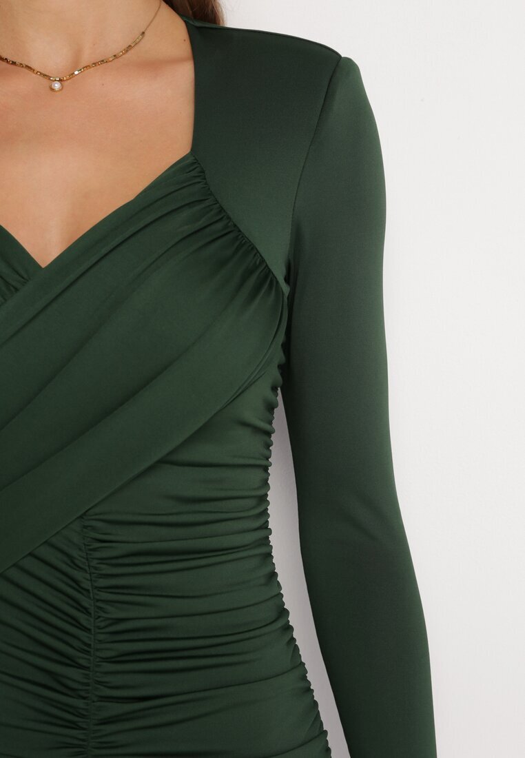 by swan Rochie Mini Cambrată Verde cu încrețituri Lumikki