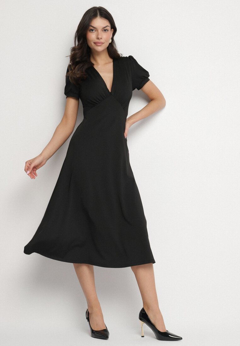 by swan Rochie Neagră Cloche din Viscoză cu Pernițe de Umăr Awerla