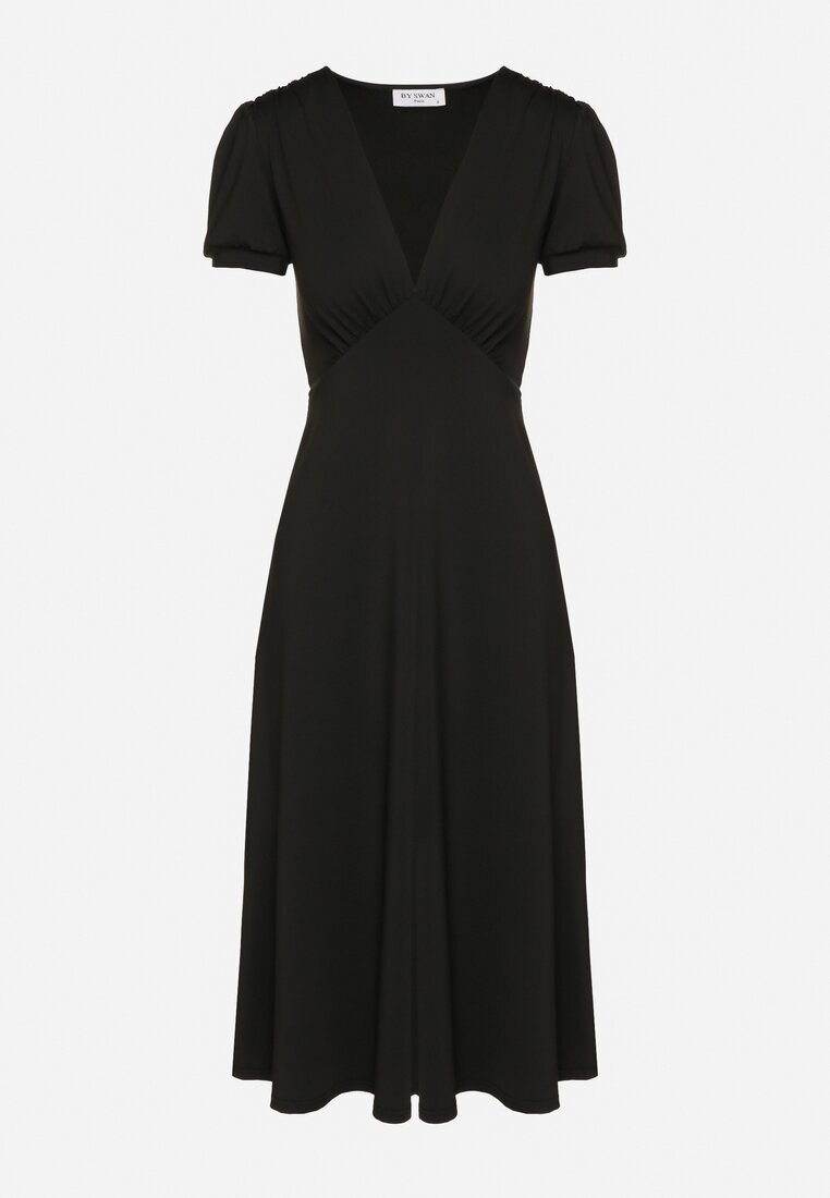 by swan Rochie Neagră Cloche din Viscoză cu Pernițe de Umăr Awerla
