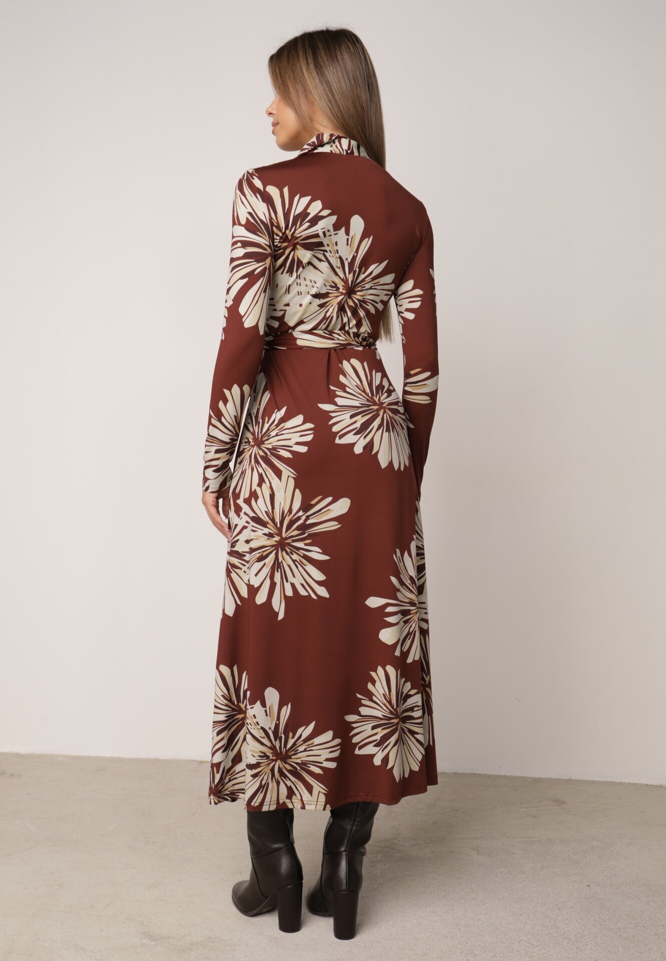 by swan Rochie petrecută din vâscoză cu imprimeu floral Guinesa Bordo