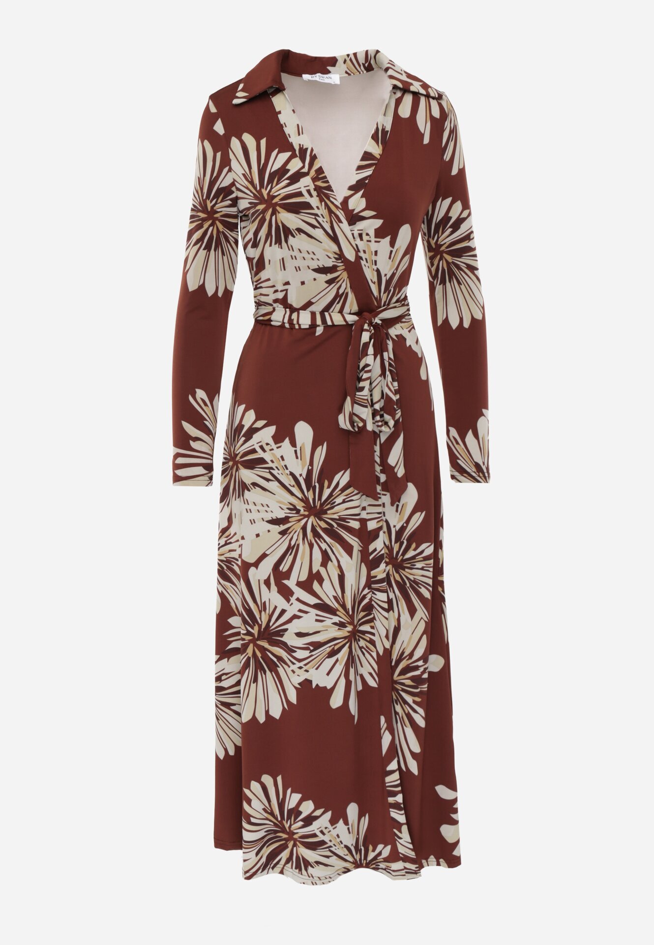 by swan Rochie petrecută din vâscoză cu imprimeu floral Guinesa Bordo