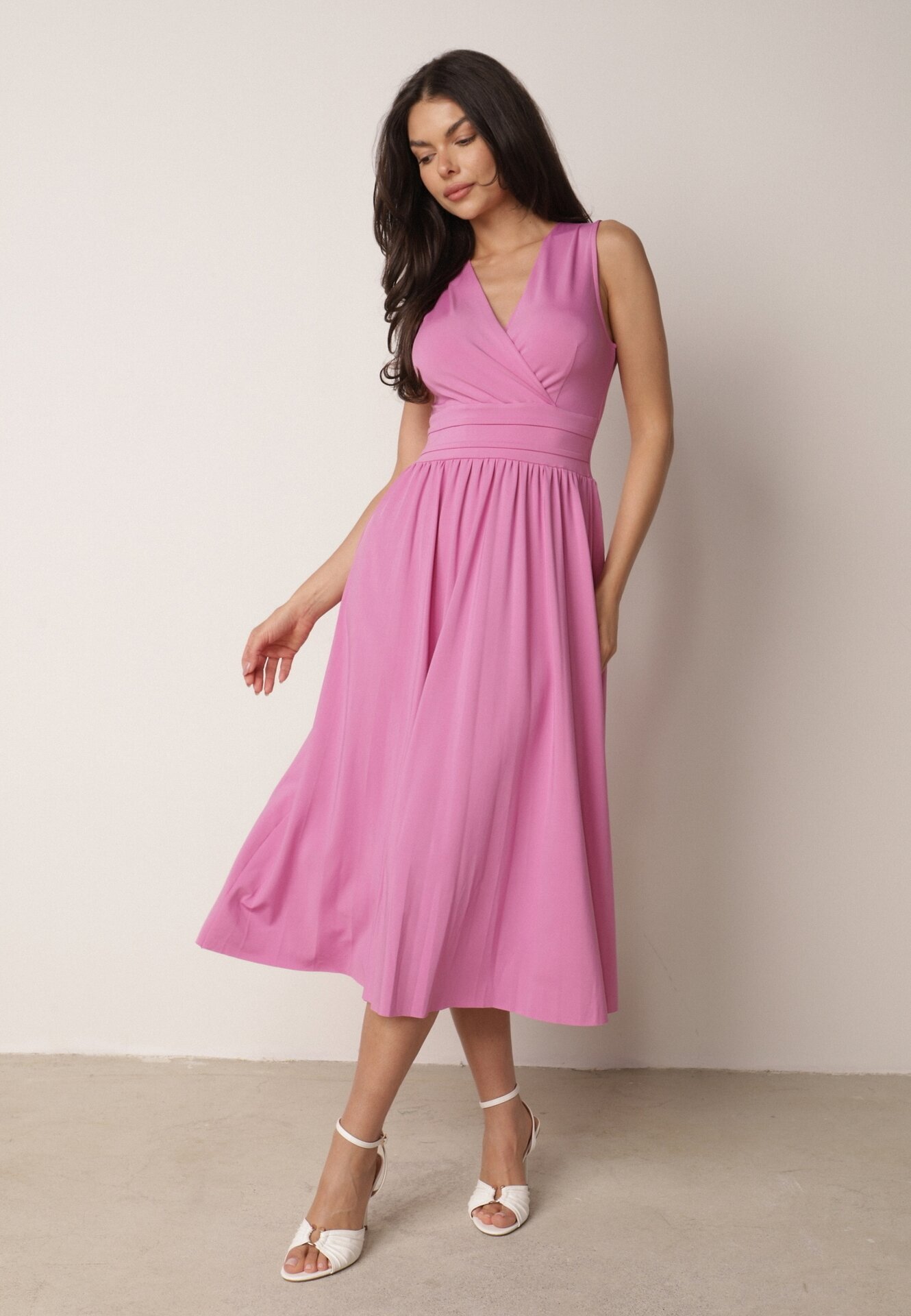 by swan Rochie Rozalie Midi Fără Mâneci Cu Pliuri Dreana