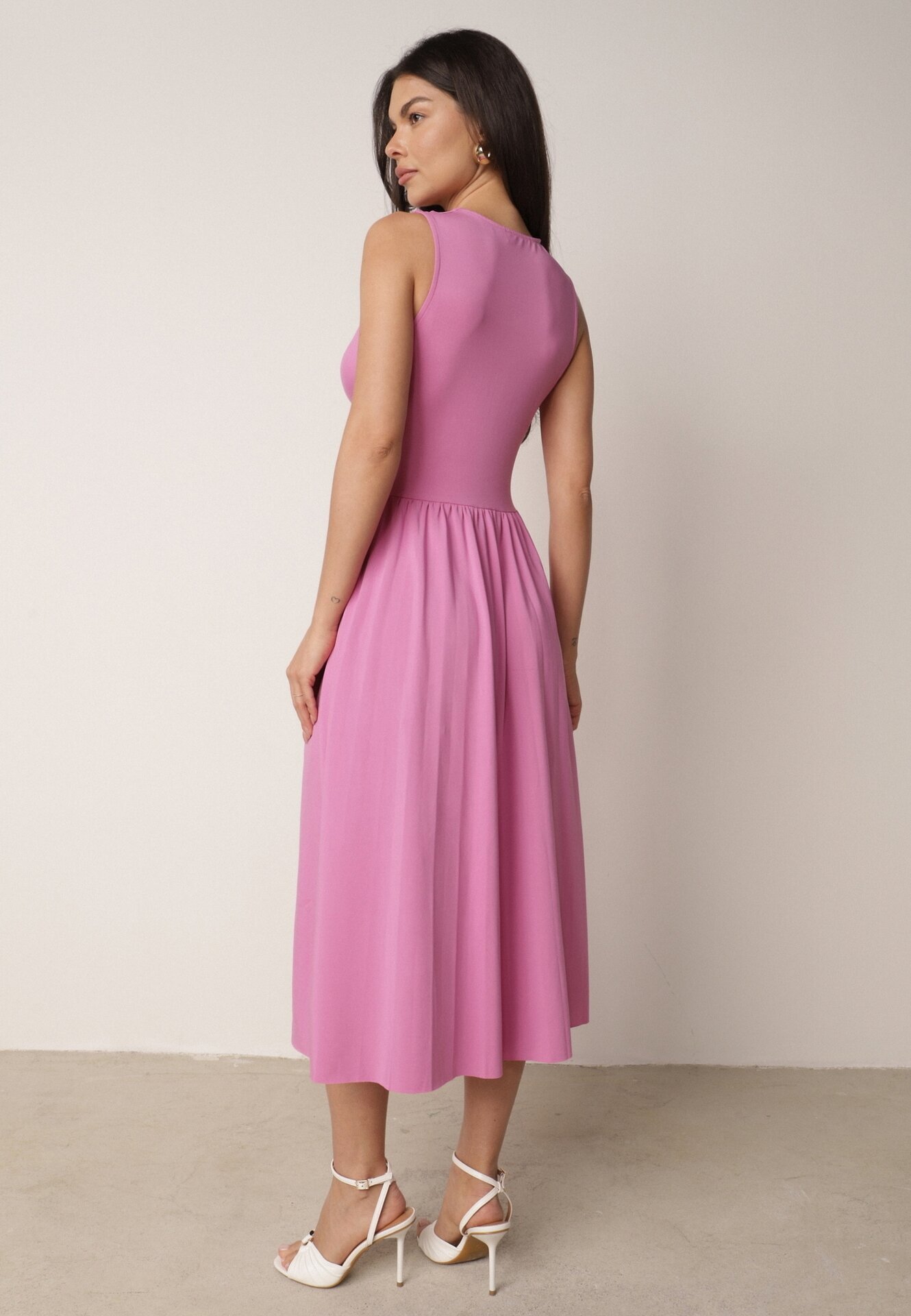 by swan Rochie Rozalie Midi Fără Mâneci Cu Pliuri Dreana
