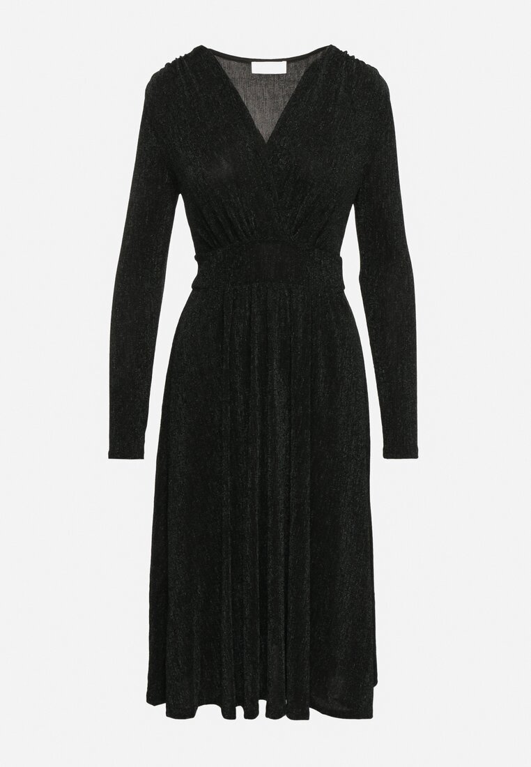by swan Rochie Verde Cambrată din Vâscoză cu croi evazat Ornată cu fir metalic Mesinae