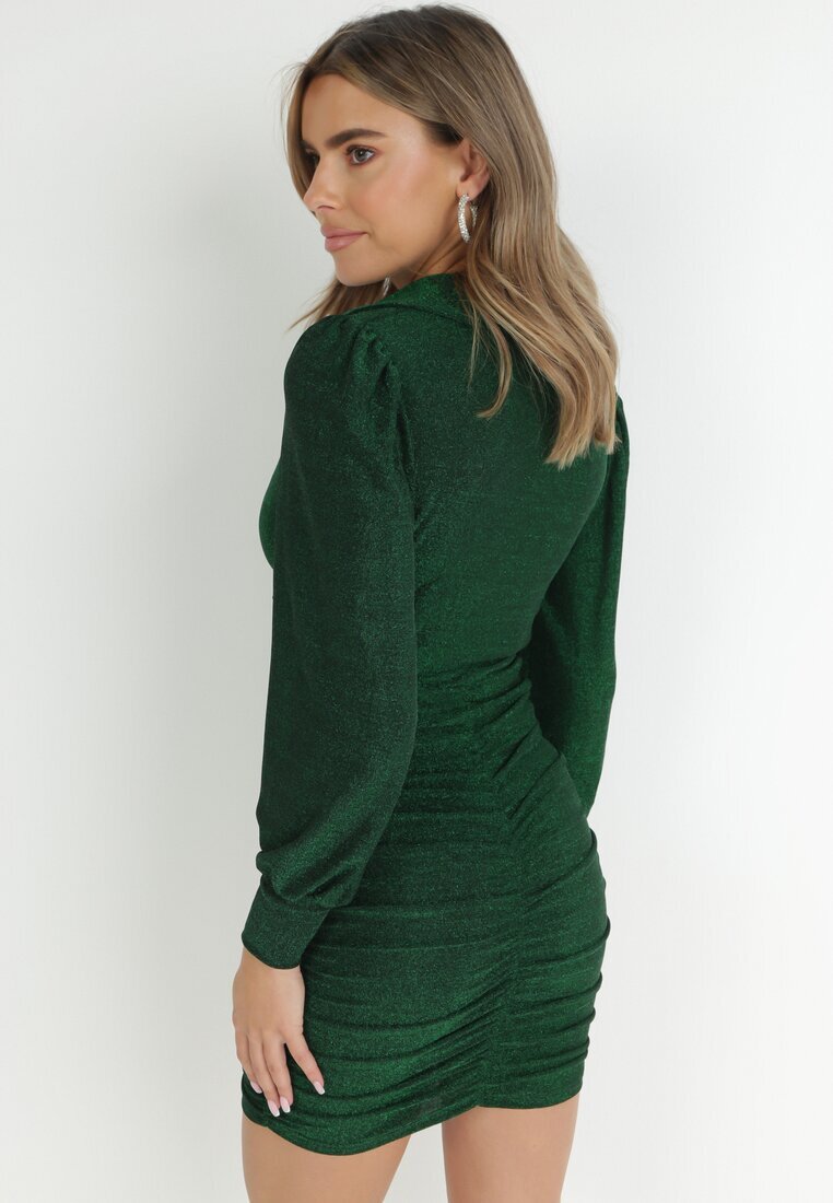 by swan Rochie Verde cu Drapaje și Fir Metalic Ceselle