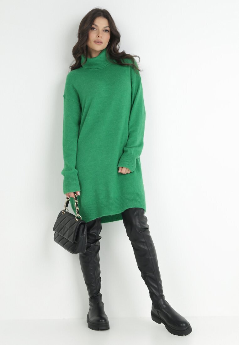 by swan Rochie Verde din Lână Oversize cu guler înalt Heire