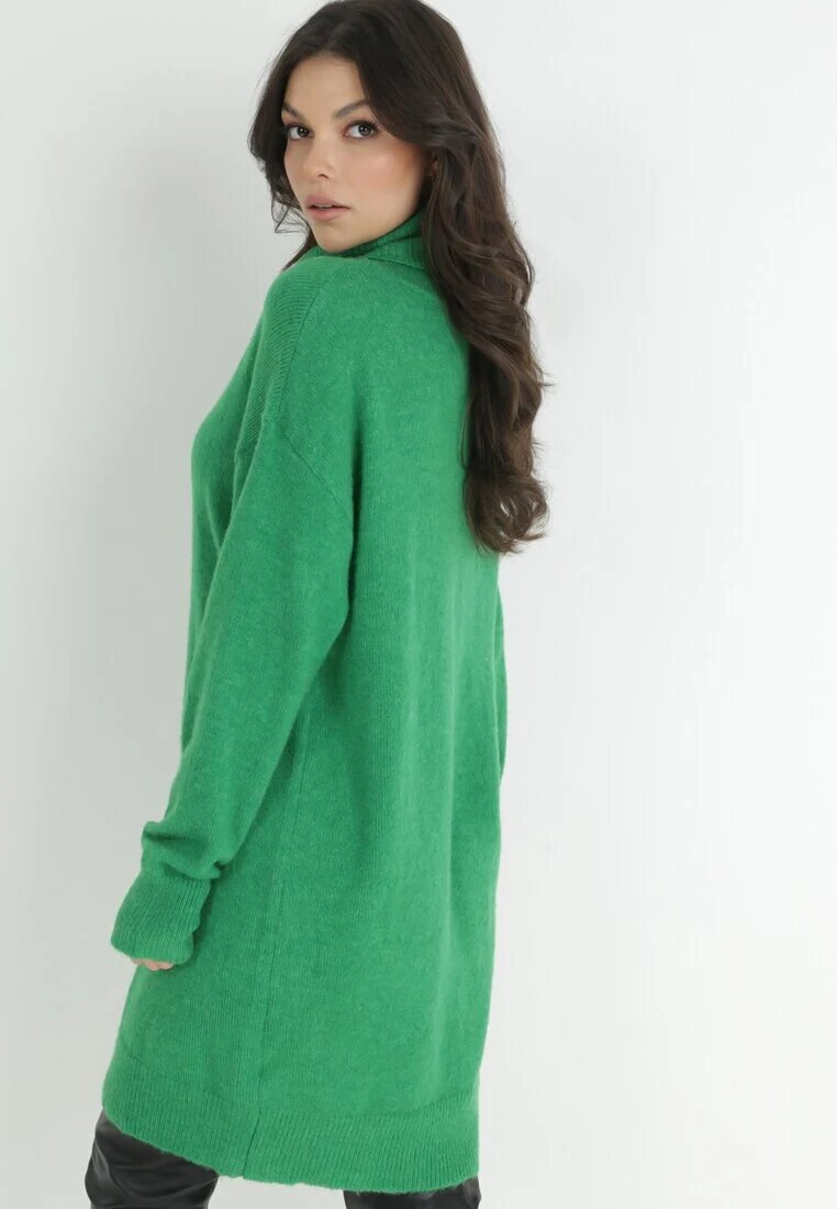 by swan Rochie Verde din Lână Oversize cu guler înalt Heire