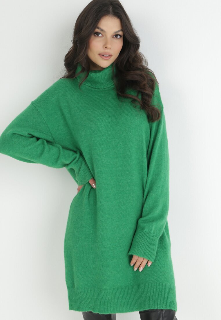 by swan Rochie Verde din Lână Oversize cu guler înalt Heire